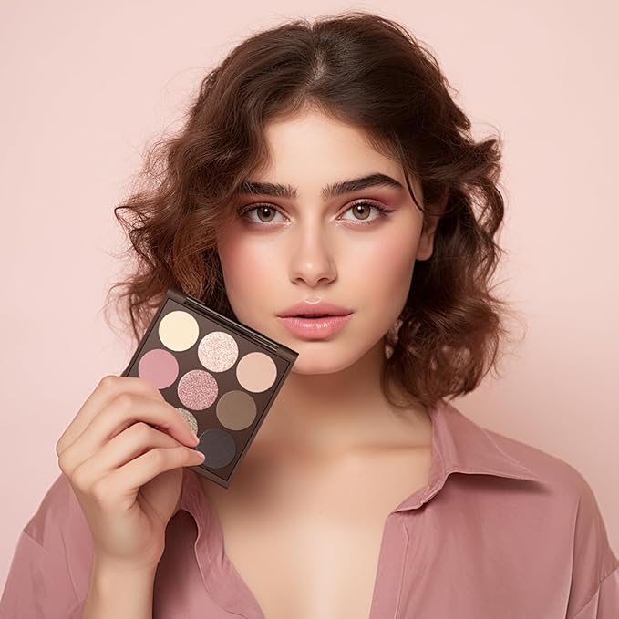 Neutral Eyeshadow palette, Nude eye shadow palette, Matte, Metallic Shimmer Finish, High-Pigment eyeshadow makeup palette with Mirror, Long-lasting Wear, Vegan, Cruelty-free - 0.5oz