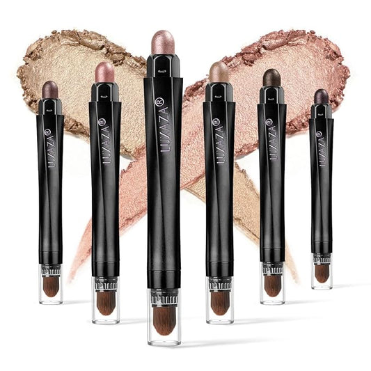 6PCS Eyeshadow Stick Makeup Sets, Waterproof Champagne Shadow Stick,Metallic And Matte Shimmer Eye Shadow Pencil,Pink Eye Brightener Stick Pencil Crayon, B06-Pink Ocean