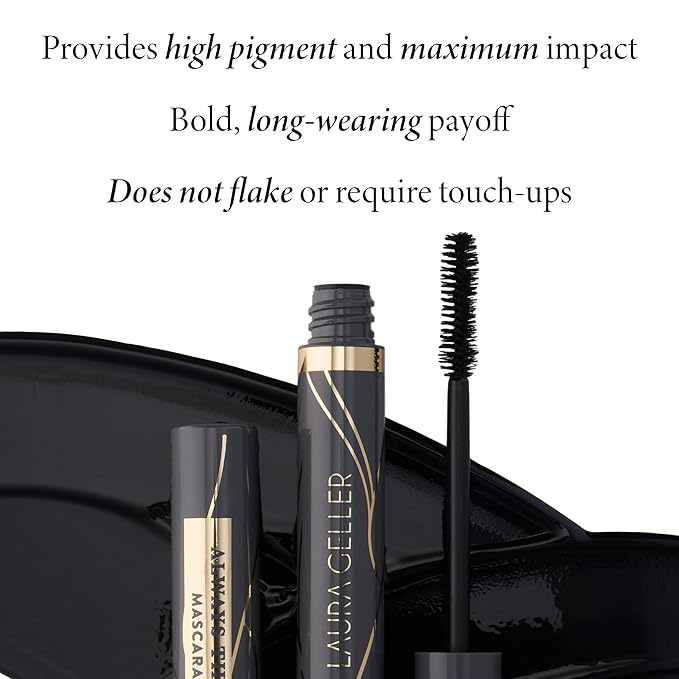 LAURA GELLER NEW YORK Always There Lengthening Mascara in Black - Defining, Curling, Buildable Formula Eye Makeup- Innovative Lengthening Brush - 1 count
