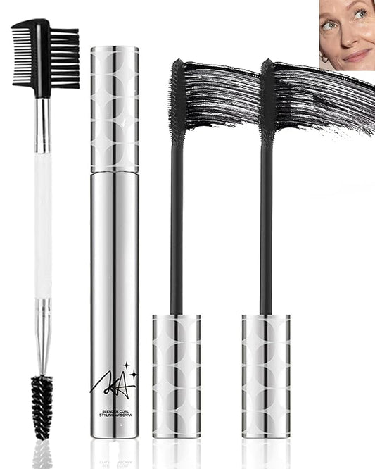 Mascara for Older Women 60 Plus,2 Pcs Black Waterproof Volumizing Prime Mascara for Mature Women Volume and Length Long Lasting with Thinning Lashes Hypoallergenic Eyelash Makeup for Sensitive Eyes-01
