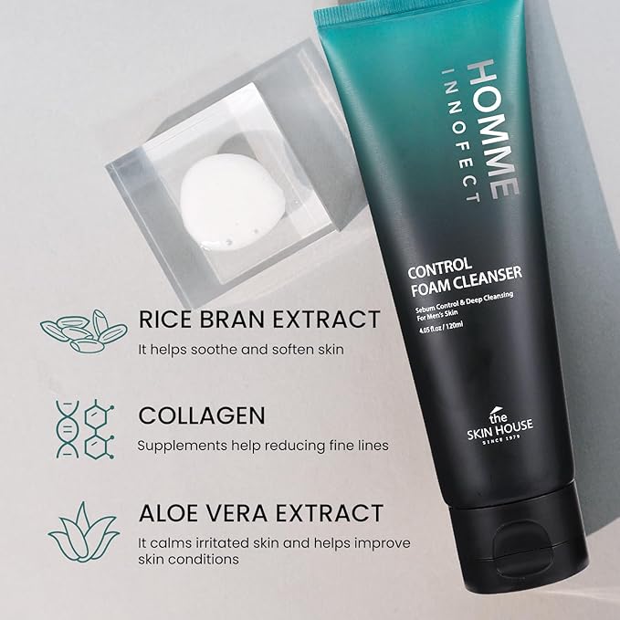 HOMME INNOFECT All-in-One Skincare Duo for Men | Foaming Face Wash & All-in-One Moisturizer (Toner + Serum + Aftershave Balm) | Korean Skin Care for Sensitive Skin | Gift for him