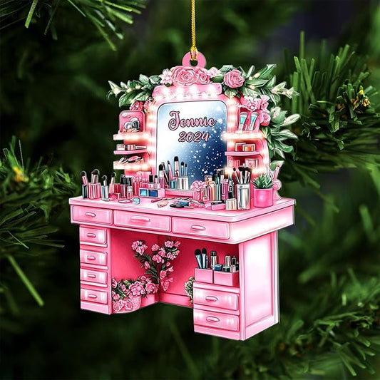 Personalized Makeup Tools Ornament – Custom Beauty Christmas Tree Decoration, Holiday Keepsake Gift for Makeup Artists, Cosmetologists, Beauty Lovers, Salon Owners, Families and Coworkers (MKH3)
