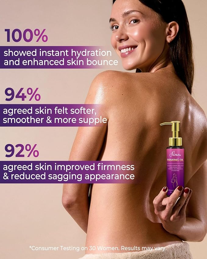 Body Firming Oil, 3.4 FL OZ Body Oil After Shower – With 790,000ppm Tightening Oil(Grape Seed Jojoba Sweet Almond) &10,000ppm Hyaluronic Acid – Fast-Absorbing For Hydrating Full Body, Lavender
