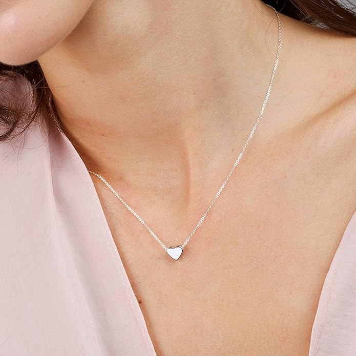 Dainty Gold Heart Necklace for Women - 14K Gold/Silver Plated Cute Heart Handmade Disc Circle Bee Choker Adjustable Necklace for Women Trendy Jewelry