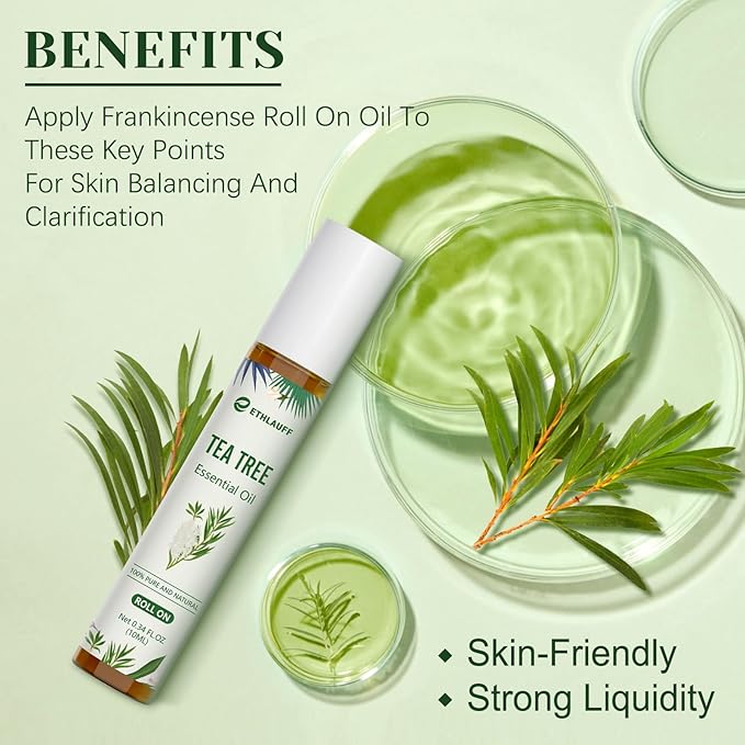 Tea Tree Oil Roll On - 100% Pure Tea Tree Essential Oil for Skin - Premium Quality Aromatherapy Oil