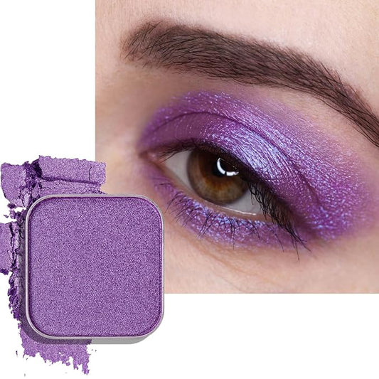 Single Purple Eyeshadow Matte Shimmer Finish Soft Texture High Pigment Long Lasting Magnetic Refill for DIY Eyeshadow Palette (Amethyst)