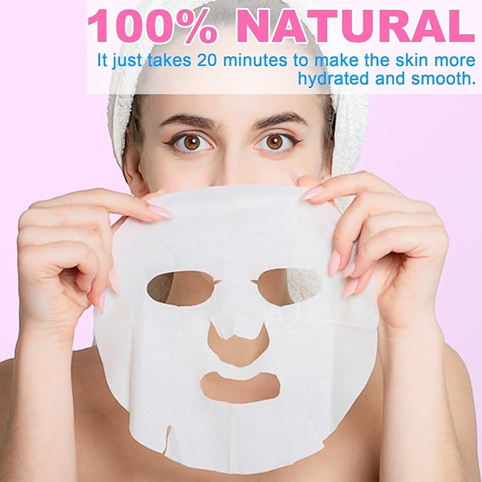 VESPRO 100 Pack Collagen Essence Sheet Facial Masks, Bulk Face Masks Skincare, Hydrating Face Masks for All Skin Types, Moisturizing and Soothing, Skin Care Spa Face Mask
