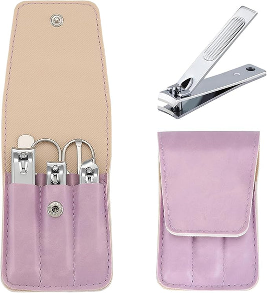Nail Clipper Set Gifts for Women, 6 Pcs Case Fingernail Clipper Christmas Stocking Stuffers for Adults (Purple)