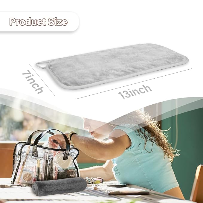 Nugilla Makeup Remover Cloths, 8 Packs Makeup Remover Towels Reusable Face Wash Cloth, Soft Makeup Remover Microfiber Face Cloth for Women(Light Grey)