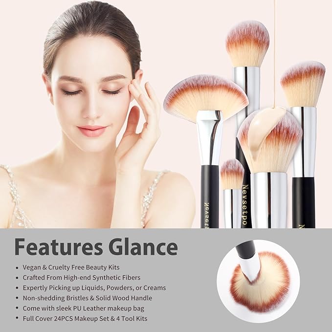 28PCS Makeup Brushes Set, Quality Make Up Brushes,Professional Makeup Brushes Set, Beginner Starter Set,Soft Bristles,Lots of Brushes with Blenders Masks Spatula,Travel-Friendly Case, Women Gift,Black