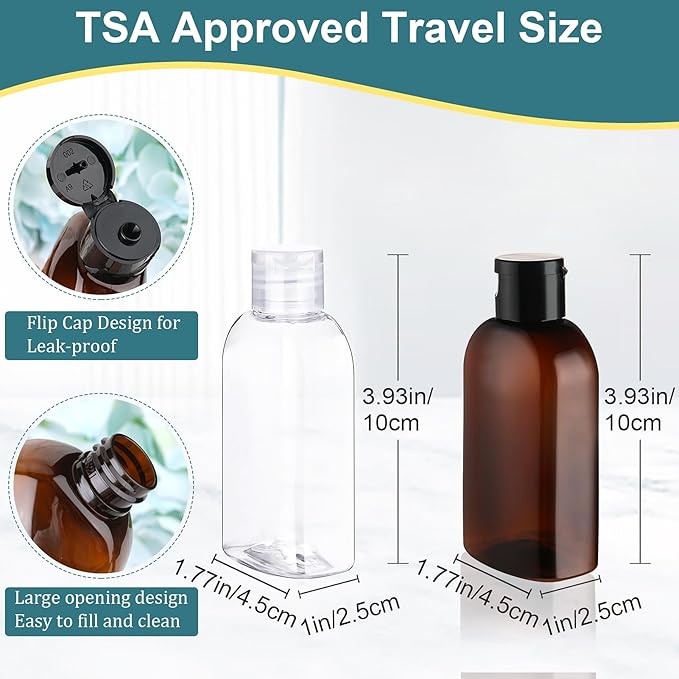 Cosywell Travel Bottles for Toiletries 8PCS 3.4oz TSA Approved Containers - Leak Proof Empty Lotion Bottles With Flip Cap for Shampoo and Toiletries