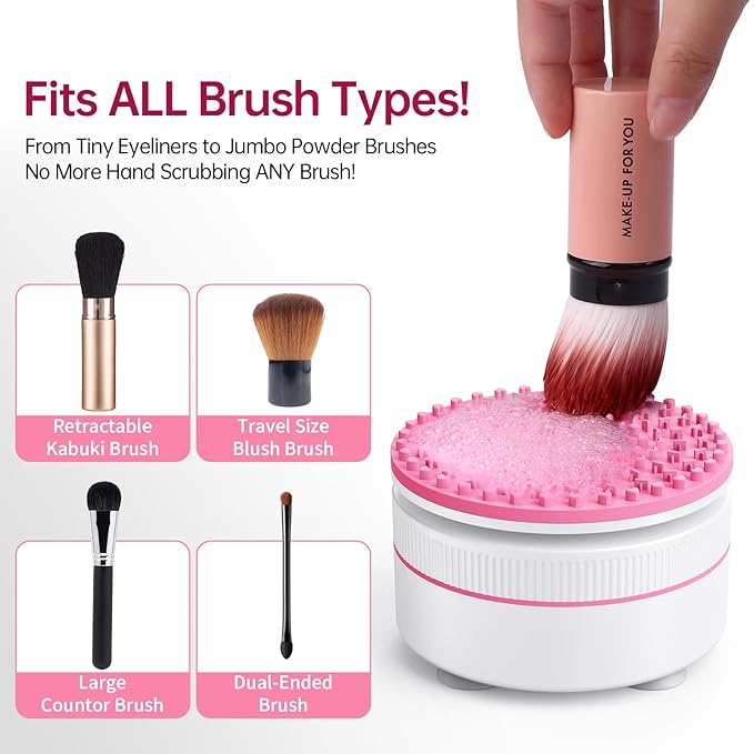 Norate Makeup Brush Cleaner, Stocking Stuffers for Women, Moms, Teen Girls, Electric Makeup Brush Cleaner Machine Solution, Removes Residue from Makeup Brushes with Deep-Clean Cruelty-Free Shampoo
