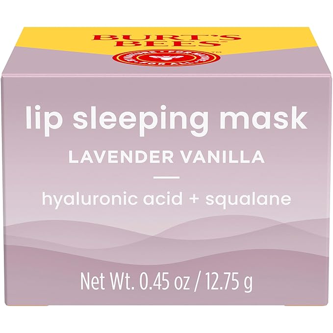 Burt’s Bees Stocking Stuffers, Lavender Vanilla Lip Sleeping Mask, With Hyaluronic Acid and Squalane Moisturizer To Instantly Hydrate Lips, Overnight Lip Mask, Lip Treatment Christmas Gifts, 0.45 oz.
