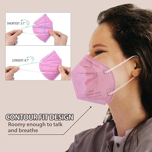 KN95 Face Masks 50 Pcs, 5-Ply Protection Hot Pink KN95 Mask, Disposable Face Masks for Adults