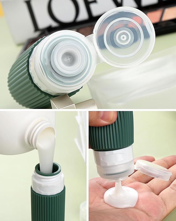 Travel Bottles for Toiletries 8 Pack, Tsa Approved Travel Size Toiletries 3 oz, Travel Containers for Toiletries, with Clear Bag, Leak Proof Silicone Squeezable Travel Essentials Creams Jars