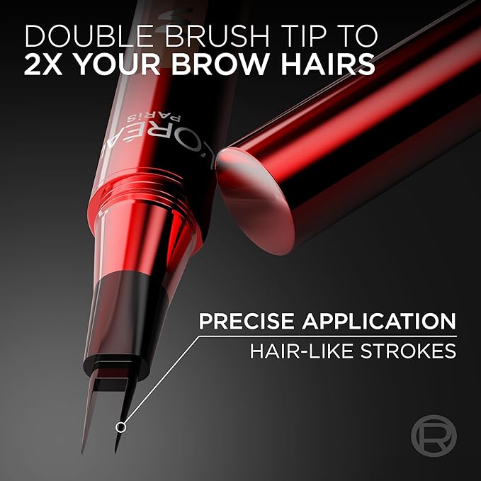 L'Oreal Paris Faux Brow, Hair-Like, Filling Eyebrow Pen with Double-Brush Tip, Fast & Precise Eyebrow Makeup, Blonde, 0.04 Fl Oz