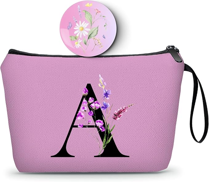 SEAMOON Maid of Honor Friendship Birthday Gifts for Women Her Aunt Sister Bridesmaid Coworkers Bride Personalized Makeup Cosmetic bag with Mirror Mothers Day Christmas Graduation A