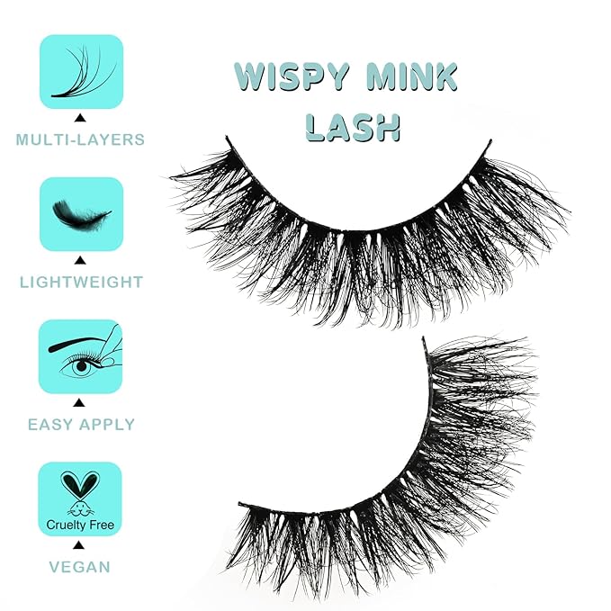 Lashes Volume Mink Eyelashes 10 Pairs Cateye Lash Strips Wispy Cat Eye Lashes Natural Look Short Thick Fluffy False Strip Eyelash Full Small Fake Lashes Pack Black Pestañas Postizas for Women