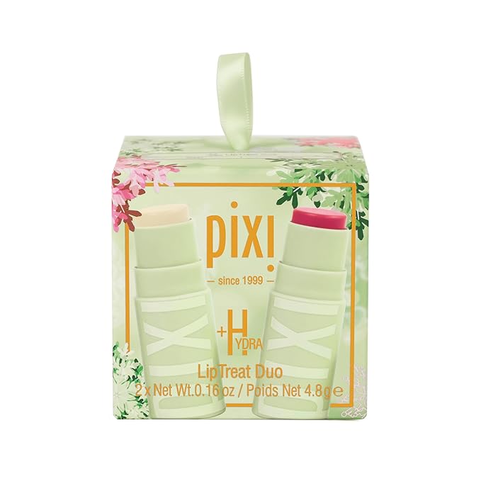 Pixi Beauty +Hydra LipTreat Duo Holiday Ornament | Gift Set Contains Two Hydrating Tinted Lip Balms in Shades Rosette & Clear | 2 pack of 0.16 oz / 4.8 g