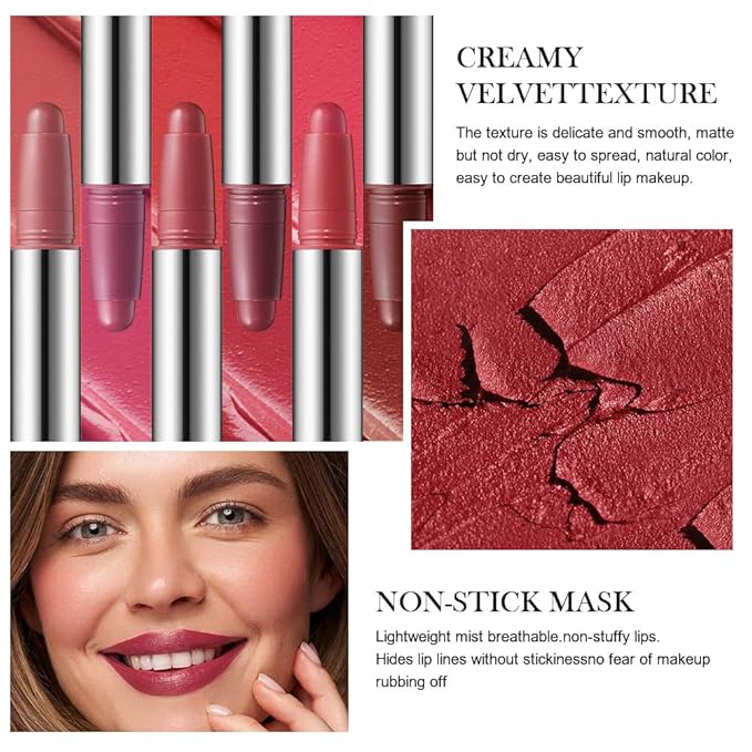 Dark Grape Purple Matte Lipstick Crayon for Women, Long Lasting Waterproof Velvet Lip Liner Pencil, High Pigment Creamy Lipstick, Longwear Non-Drying Lip Makeup Cruelty-free 24 Hours, 04#