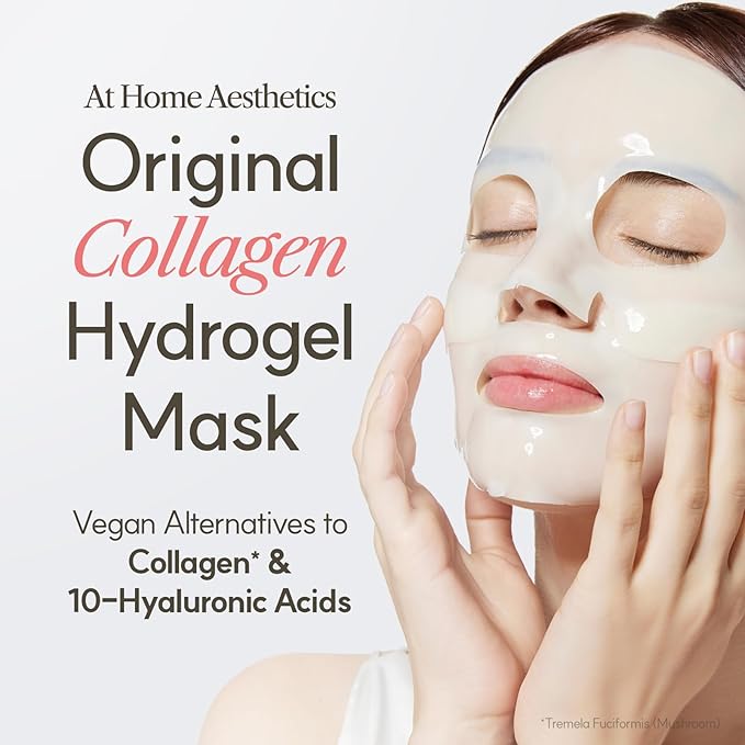 THE FACE SHOP Original Vegan Collagen Face Mask, Korean Glass Skin Essential, Peptide Hydrogel Mask for Firming & Skin Elasticity, Moisturizing, 4EA