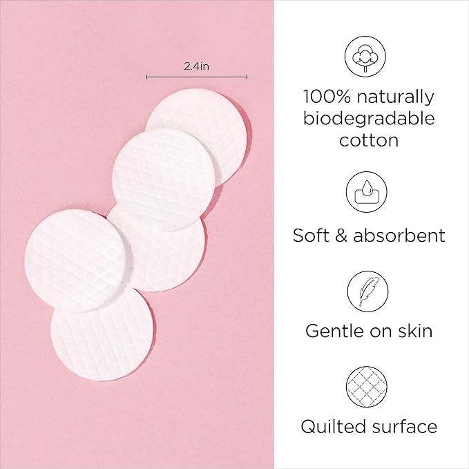 Diane Multi-Layer 2.4” Cotton Rounds, 100% Pure Cotton, Ideal for Makeup Removal, Nail Polish Touch-Ups, Skincare, and Everyday Household Use, 100 Count
