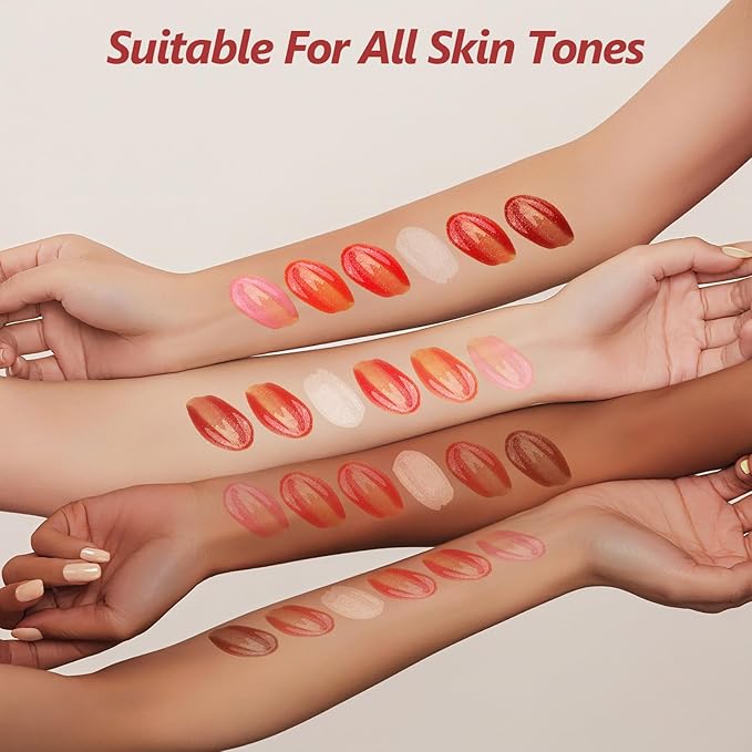 Dmsky 12 Pack Lip Gloss Set, 6 Colors Shiny Soft Lip Gloss Bulk, Lip Oil for Dry Cracked Lips Moisturizing Nourishing,Lip Stain With Rich Varied Colors For Girls and Women Makeup