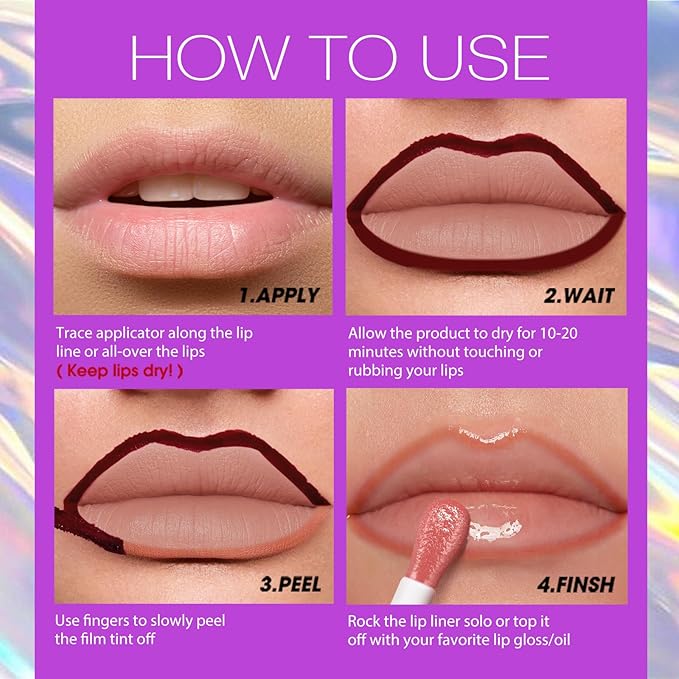 LANGMANNI 2Pcs Peel Off Lip Liner Set,Lip Stain Peel Off,Long-Lasting Waterproof & Smudge-Proof Matte Lip Liners With Ergonomic Handle & Precision Brush,Makeup Gift for Girls (#1+3)