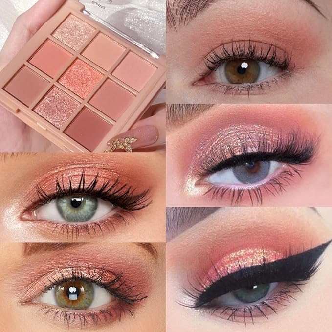 AMY'S DIARY Matte Nude Eyeshadow Palette Pink Makeup,9 Colors Matte Eyeshadow Long Lasting Eye Shadow Plattet for Girls,tween Eye Shadow makeup palette