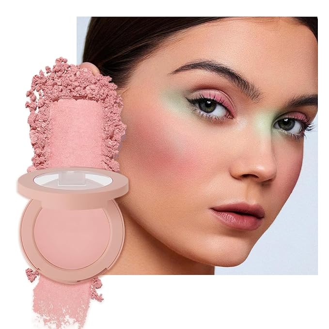 Natural Pink Matte Powder Blush Palette Cheeks Face Makeup, Achieves an Elegant, Natural Finish, Lightweight, Smooth, and Long-Lasting without Smudging, Suitable for All Skin Tones