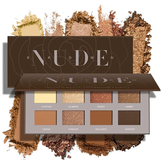 MAKI YIKA Nude Brown Eye Shadow Palette 8Color Naked Eyeshadow for Women Neutral Brown Eye Shadows Long Lasting & Pigmented (Naked)