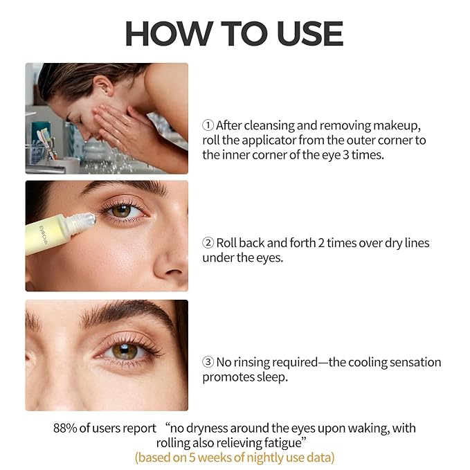 Retinol Under Eye Brightener Roller - Jojoba Oil Eye Serum with Roller Massage - Anti-Aging eye Treatment for Help Skin Barrier Repair, Reduce Fine Lines