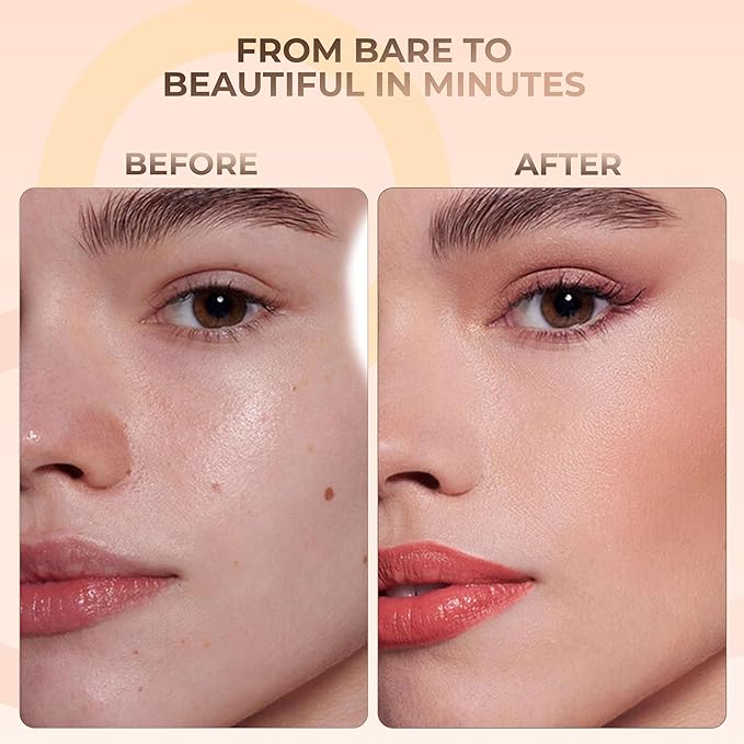 16pc Beginner Mineral Makeup STARTER KIT with 10 BRUSH SET (5gm)Sample Size Foundation, Primer, Blush, Bronzer, Setting Powder for Learning, Occasional Use & First Time Users, Travel Size Kit (Fair 1)