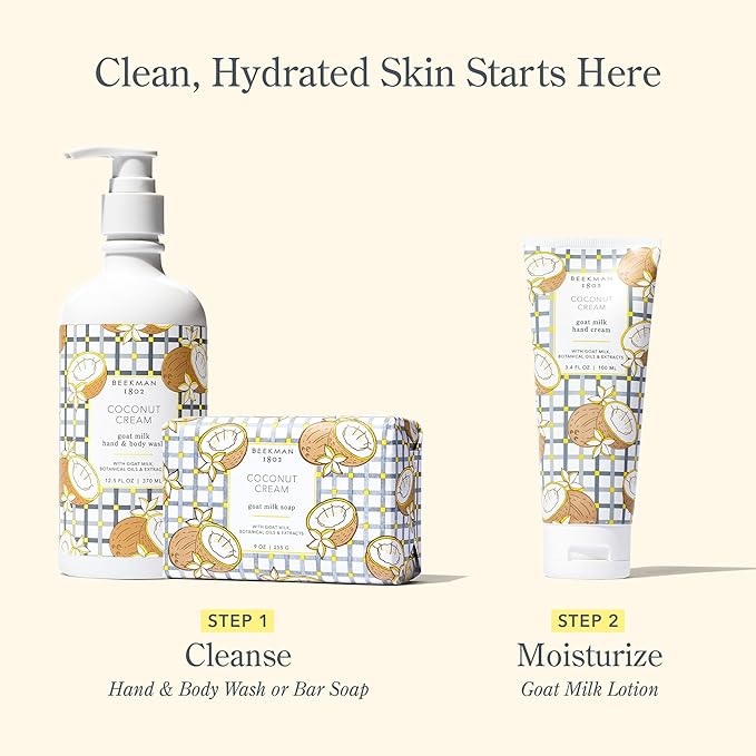 Beekman 1802 Goat Milk Hand Wash, Coconut Cream - Scented - 12.5 fl oz - Cleanses, Nourishes & Hydrates with Aloe Vera & Jojoba Seed Oil - Good for Sensitive Skin & Microbiome - Pump In, Ready For Use