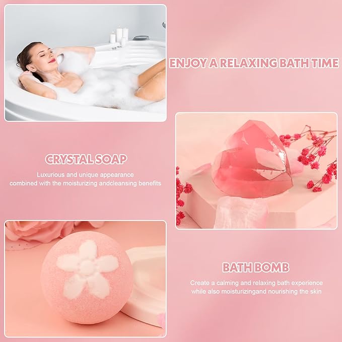 Birthday Gift Baskets for Women, Relaxing Spa Gift Set for Women, Care Package Get Well Soon Box for Her, Mom, Sister, Wife, Daughter, Friend, Gift Idea for Mother's Day, Christmas