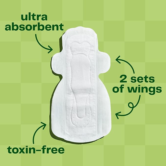 Viv for Your V Bamboo Organic Overnight Pads for Women | Soft, Absorbent Sanitary Pads with Wings for Women Overnight | Unscented, Earth-Friendly | Postpartum Gift | Super Absorbency (12 Pack)