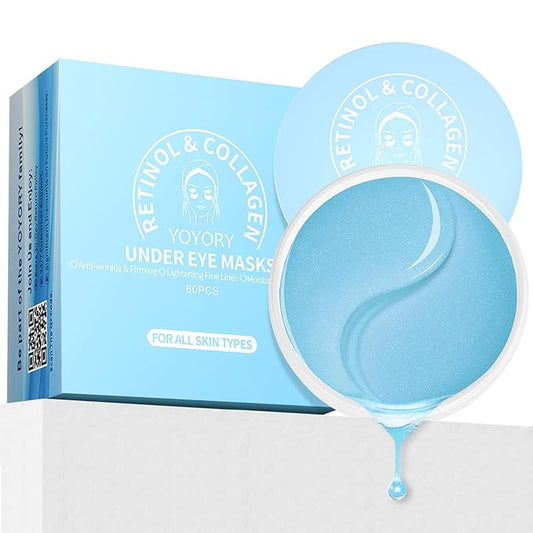 Under Eye Patches Masks - for Eye bags with Collagen and Hyaluronic Acid, Dark Circles,and Fine Lines, Puffiness Smoothing Skin Care Treatment for Women and Men, Anti-Wrinkle(60 Pcs) Blue