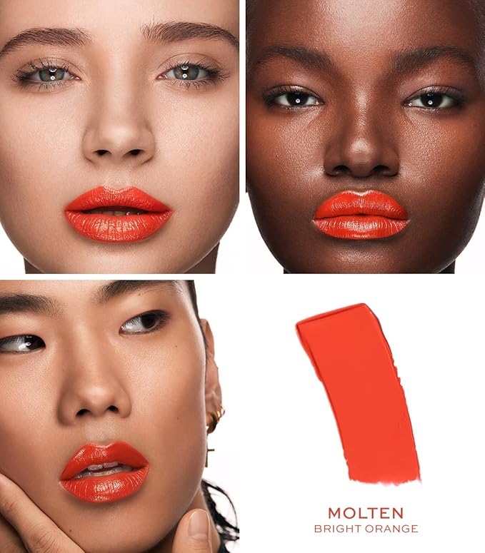 MAKE Beauty Cream Supreme Long-Lasting Lipstick. High Impact Hydrating Lip Color with Emollient Moisturizing Formula. Creamy Semi-Glossy Lipstick - Shade, Molten