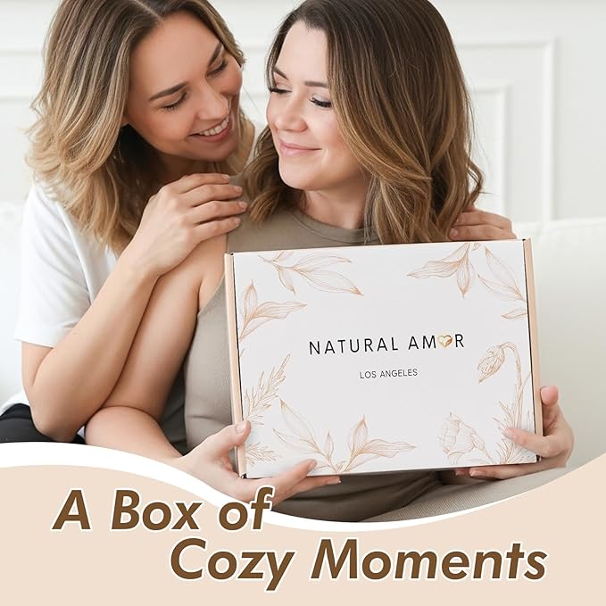 Natural Amor Spa Gift Set with Blanket 7 PCs– Handmade Bath & Body Self-Care Box – Includes Bath Bomb, Candle, Soap, Hand Cream – Perfect for Relaxation & Gifting