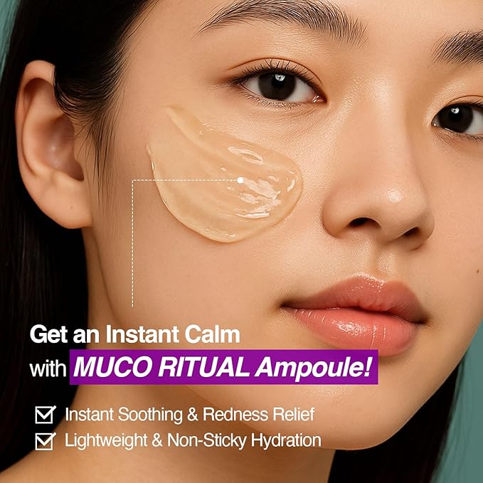 Muco Ritual Ampoule – Korean Vegan Skincare Facial Serum with Aloe Polysaccharides – Lightweight Hydrating Ampoule for Delicate, Dry & Visibly Stressed Skin – 4.05 fl oz (120ml)