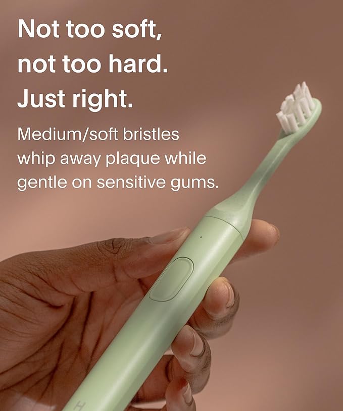 SURI Recyclable Plant-Based, Electric Toothbrush Heads - Built-in Tongue Scraper, Long Lasting Replacement Heads | Compatible Only Sonic Electric Toothbrush - Winter Fern, Pack of 3