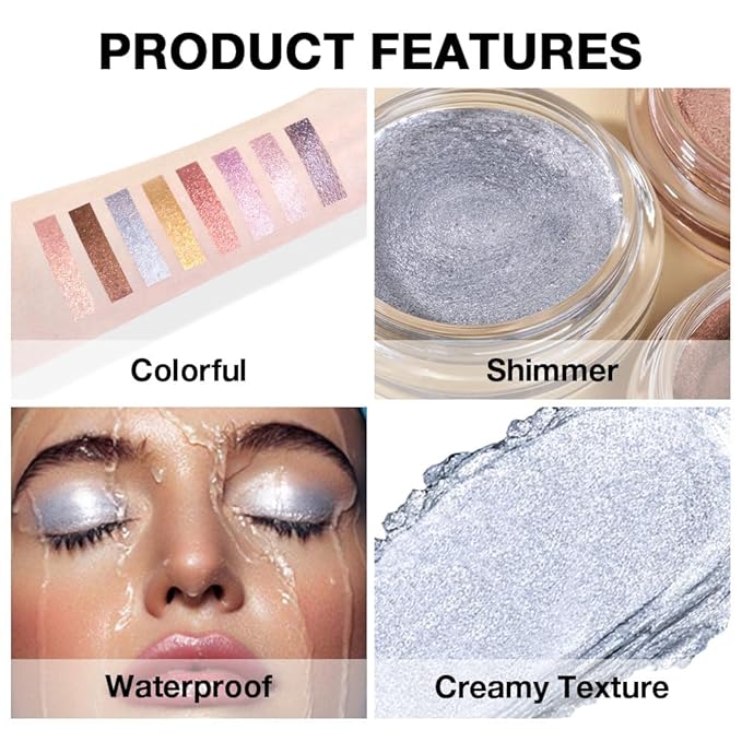 Silver Gray Mousse Shimmer Monochrome Eyeshadow, Neutral Matte Cream Monochrome Eye Shadow Pallette, Long-Lasting Waterproof Blendable sombras para ojos, Mini Eyeshadow(06#, Pack of 1)