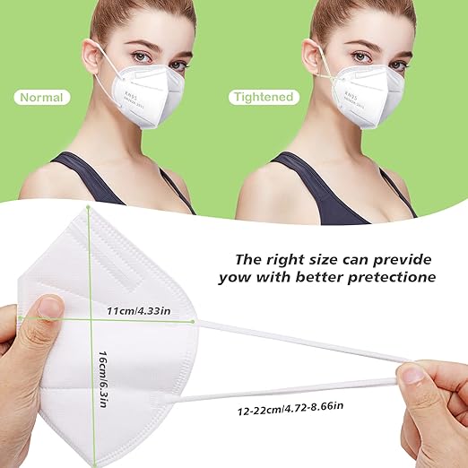 50 Pcs KN95 Face Maks for Audlts (White)