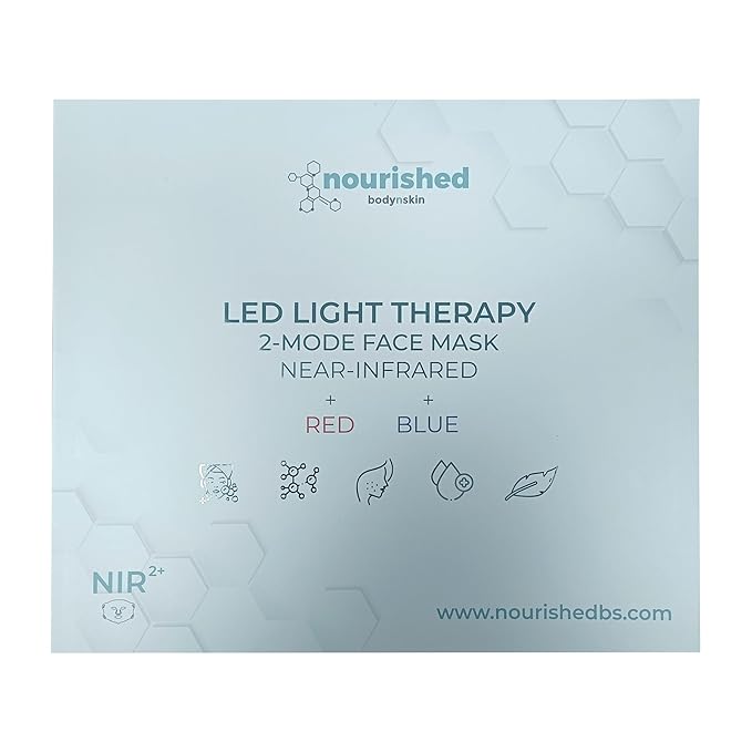 Portable LED Face Mask with Near-Infrared - Blue, Red Light Therapy for Face - 114 LEDs - Skincare Tool for Wrinkles, Anti-Aging