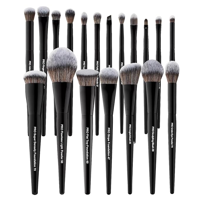 Bueart Design 19Pcs Professional Grade Labeled Makeup Brushes Set, Large Foundation Powder Contour Concealer eyeshadow Blush EyeLiner Make up Brushes,Premium Synthetic hair,Vegan Cruelty-free