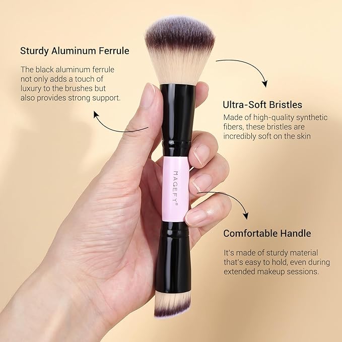 MAGEFY Makeup Brushes 12Pcs with Bag, Double-End Multi-functional for Foundation Powder Blush Eyeliner Eyeshadows brushes with Gift Box,Pink