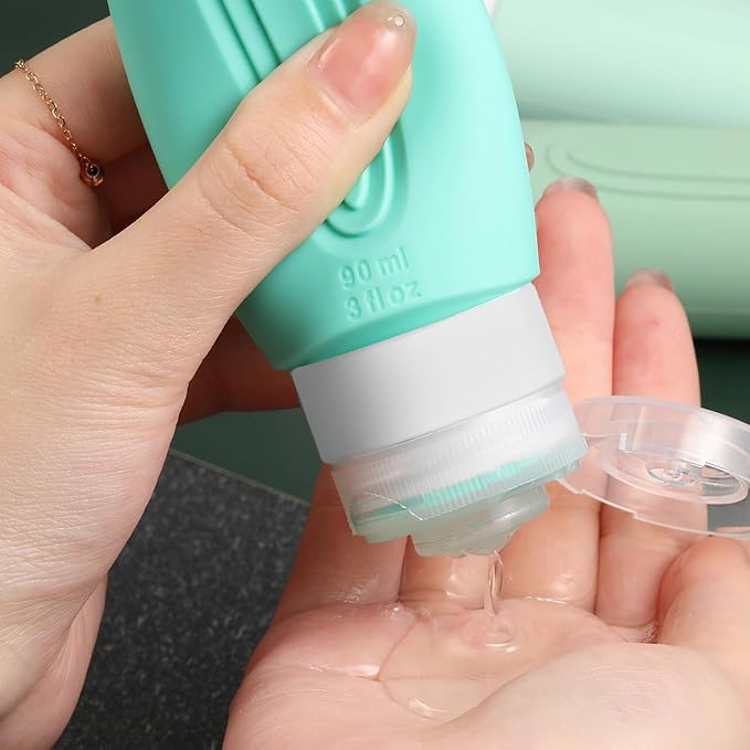 Travel Bottles for Toiletries, 5 Pack TSA Approved Travel Size Containers, 3oz Leak Proof Refillable Travel Accessories for Shampoo Conditioner, BPA Free Travel Bottles with Toiletry Bag