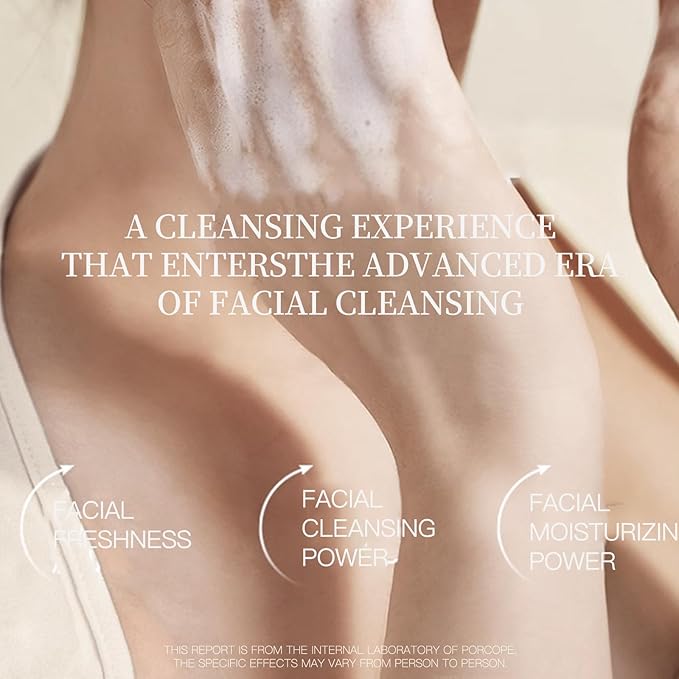 PORCOPE Gentle Moisturizing Cleanser with Amino Acids and Sea Salt Effective Oil Control for Oily and Sensitive Skin,Deep Cleans Pores, Makeup Remover and Skincare Two-in-One Daily Face Wash (200g)