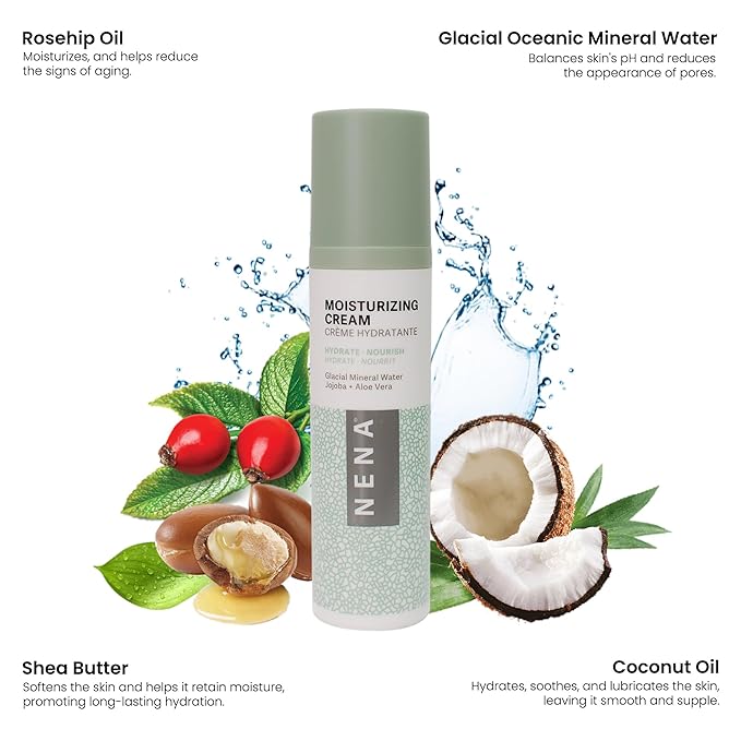 NENA Skincare Moisturizing Cream - Face Moisturizer - Gluten Free Face Cream with Shea Butter and Aloe Vera for Dry and Sensitive Skin - 1.4 oz