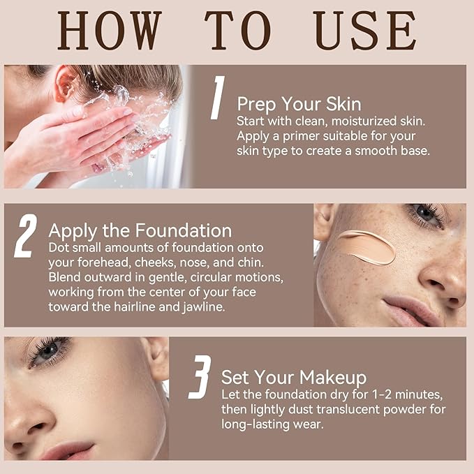 Liquid Foundation Lightweight Longwearing Face Makeup Foundation,Medium Coverage,Oil Control,For Dry, Combination to Oily Skin(Ivory White)